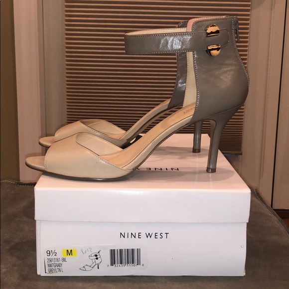 Nine West Graby Peep Toe Leather Heels - Picture 2 of 8